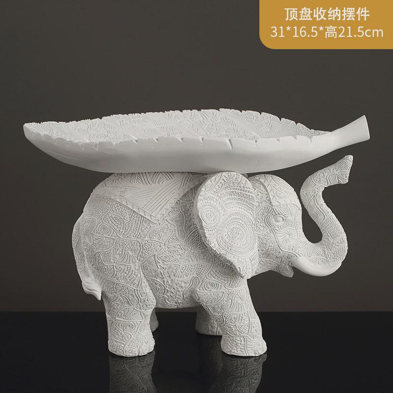 浮雕家居装饰品大象摆件一对客厅玄关招财创意树脂工艺品雕像花纹