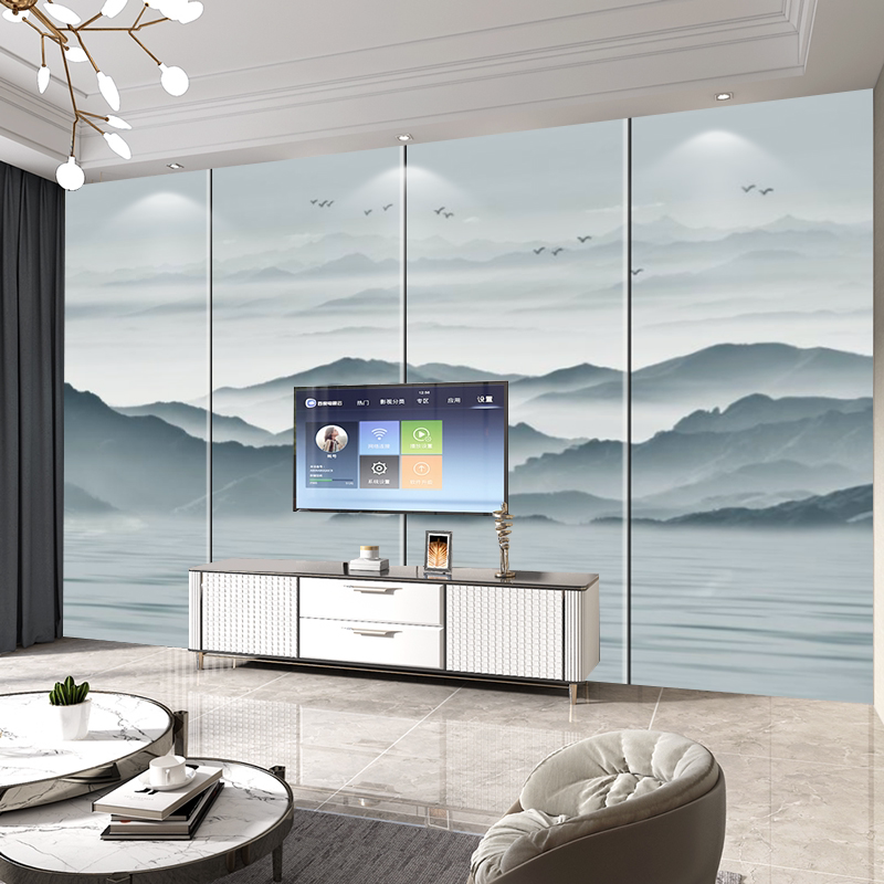 定制新中式轻奢装饰花鸟客厅沙发卧室床头山水硬包电视背景墙墙板,家装主材,背景墙软包,淘宝优惠券,粉丝福利购,淘宝优惠卷