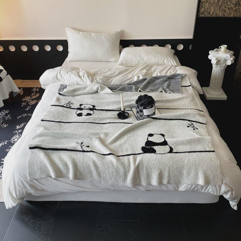 中式水墨风客厅沙发毛毯黑白复古竹子盖毯法式毯子竹林毯空调毯子