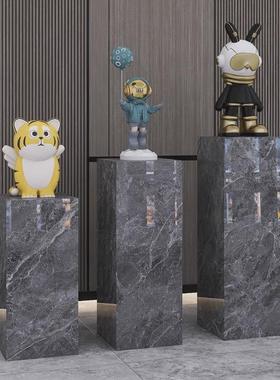 工艺品摆件台花架客展厅玄关会所酒店岩板装饰立柱大理石雕塑底座
