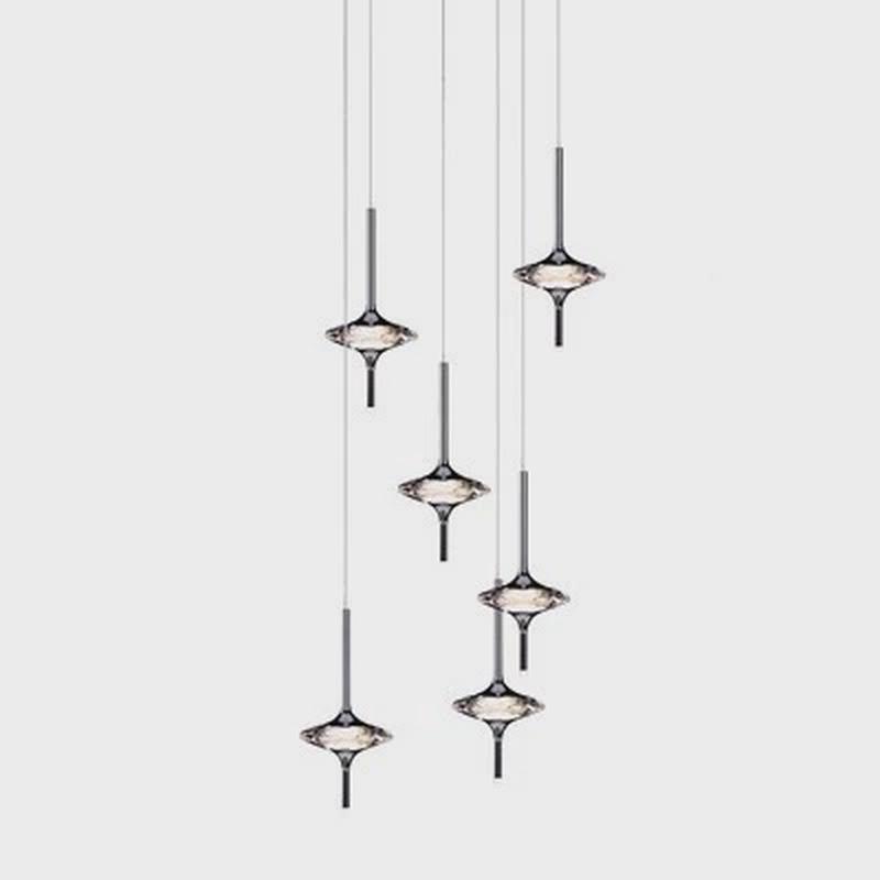 星雨系列意式极简高端中空客厅挑空水晶吊灯卧室床头loft组合酒店