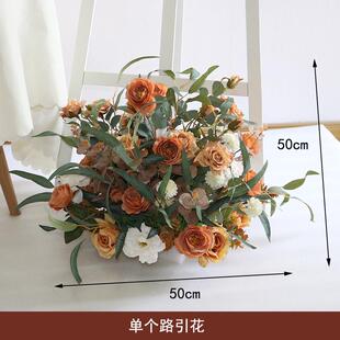 热卖仿真复古组合花艺套装花排水牌桌花路引烛台路引花婚礼