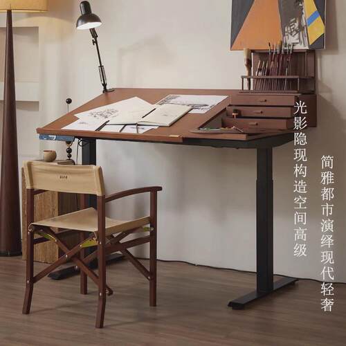 djar专业电动升降绘画桌子桌台专用绘画台实木绘图美术家用美术桌
