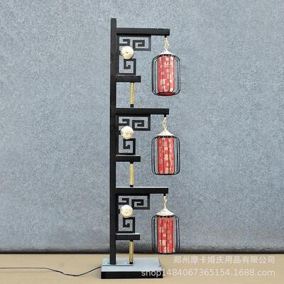 新款婚庆道具铁艺中式三联路引屏风中国汉唐风路引红灯笼婚礼摆件