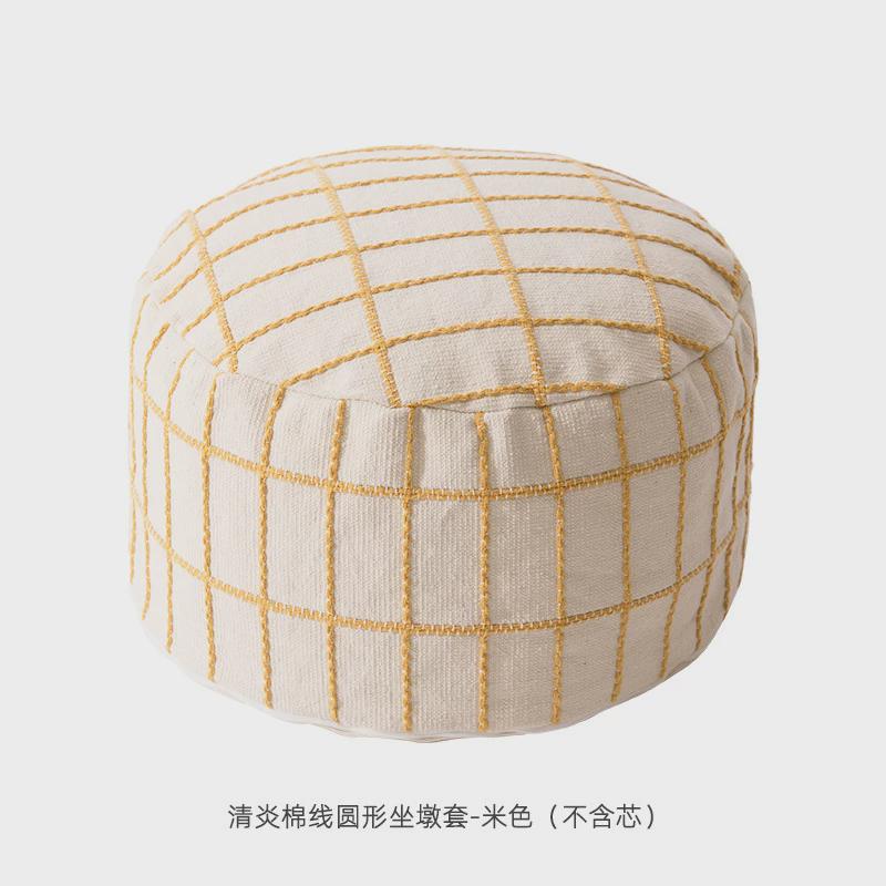 北欧风坐墩久坐不塌棉线坐墩套布艺换鞋蒲团沙发翘腿墩子圆形坐垫