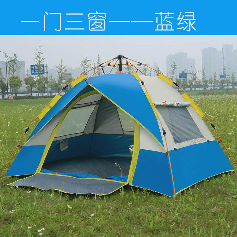 户外露营野营全自动速开帐篷折叠帐篷沙滩露营双人双层简易折叠