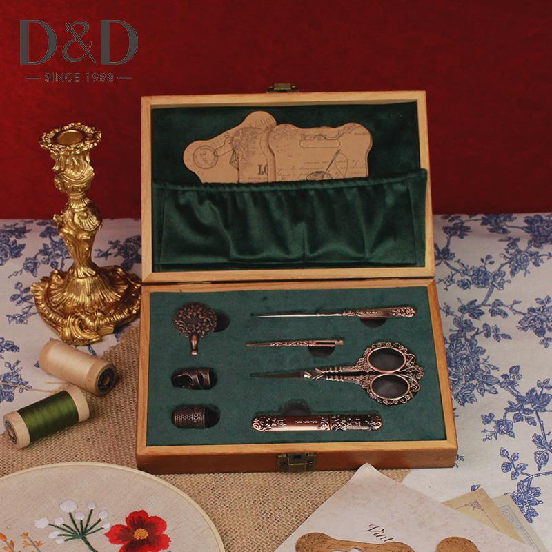 缝纫复古实木针线盒套装高档多功能新款工具收纳盒古典缝补工具