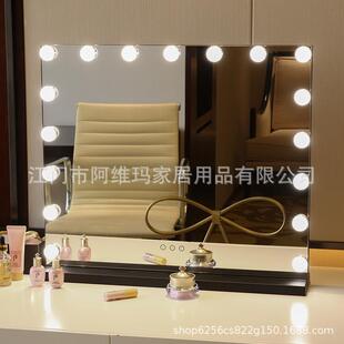 ins台式大号梳妆镜led灯化妆镜带灯欧式化妆补光灯镜结婚公主镜子