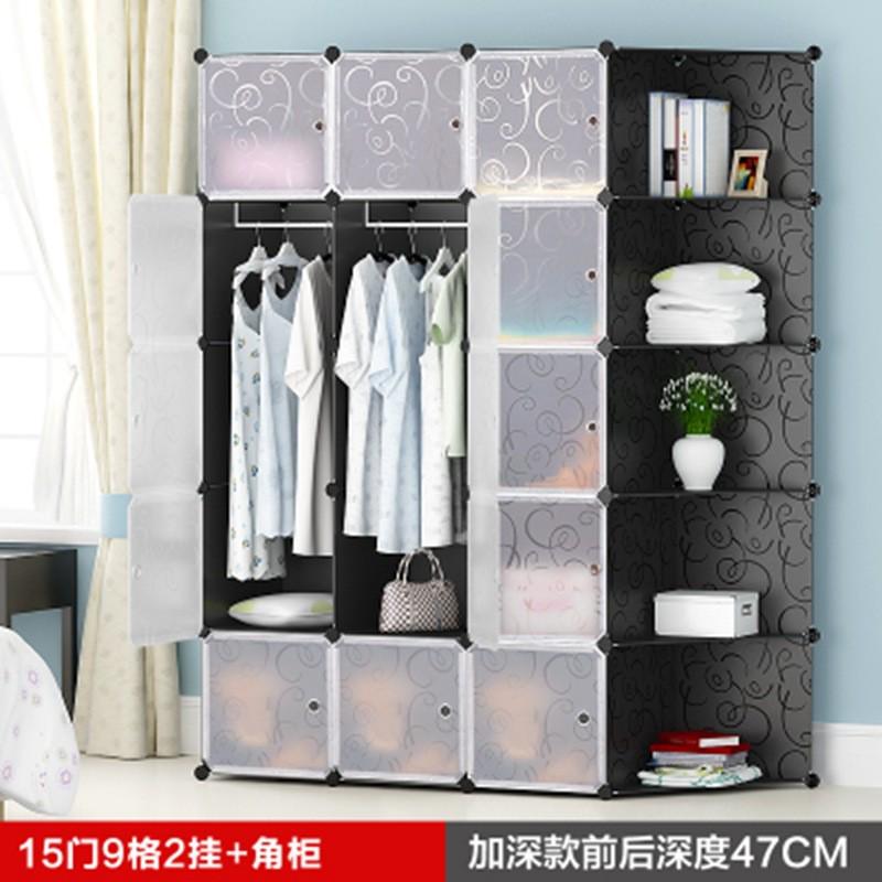 简易衣柜现代简约经济型塑料树脂收纳柜子成人卧室衣橱组装角柜