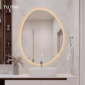 无框挂不规则梳妆镜发光卫生间异形智能浴室镜镜触摸屏洗手间镜子
