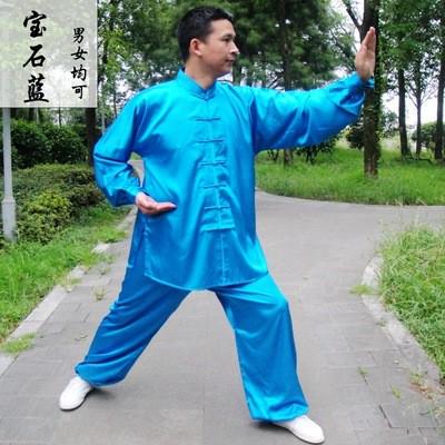 高级棉加丝太极服练功服练武立领服长袖练功服男女晨练服现货