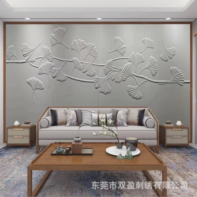 电视浮雕皮雕背景墙硬包简约现代卧室客厅背景板床头木饰面护墙板