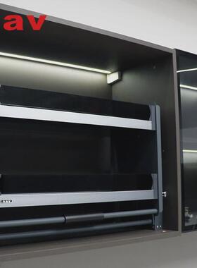 kav凯威吊柜顶柜鸿蒙黑钢化玻璃升降拉篮厨房橱柜双层铝合金拉篮