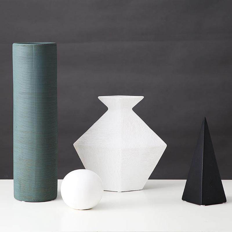 现代简约家居摆件陶瓷花瓶创意时尚插花干花花器客厅餐桌粗