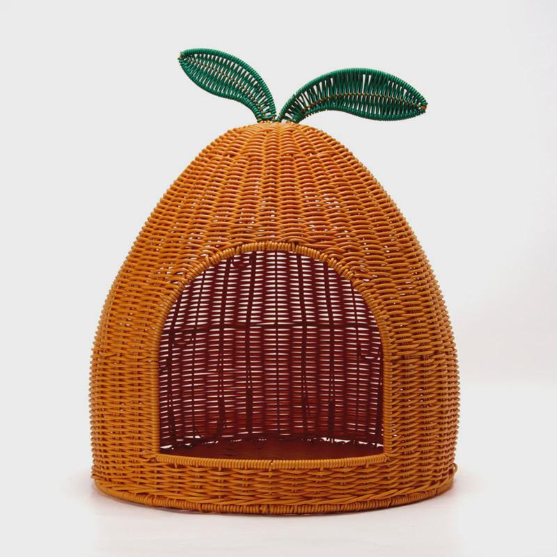 猫窝四季通用藤编透气可水洗宠物窝幼猫猫屋别墅式半封闭宠物用品