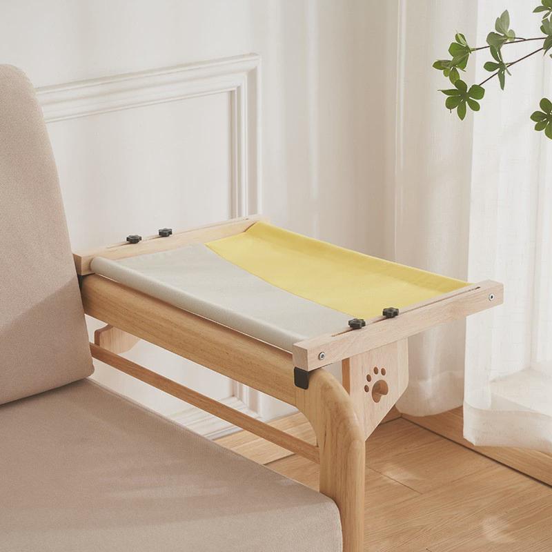 新款猫挂床猫窝阳台窗户猫吊床床边承重实木猫床魔术贴40斤