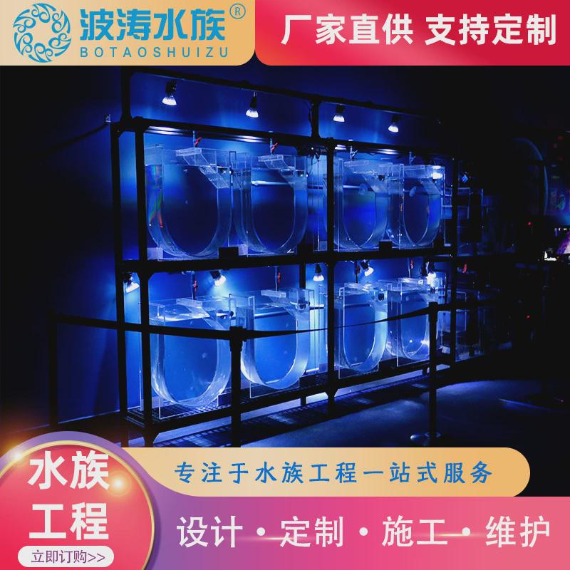 大型亚克力鱼缸水族馆水母展示缸酒店商场透明亚克力生态鱼缸厂家