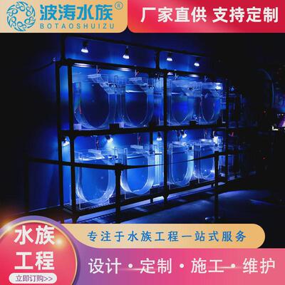 大型亚克力鱼缸水族馆水母展示缸酒店商场透明亚克力生态鱼缸厂家