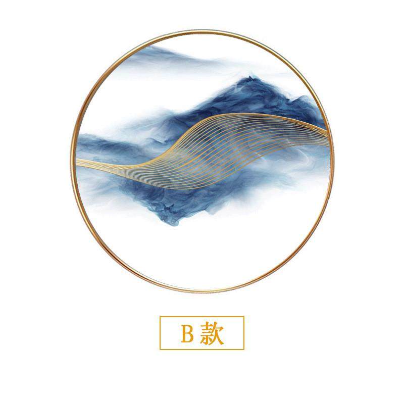 新中式客厅装饰画沙发背景墙抽象艺术壁画玄关入户圆形山水挂画,家居饰品,现代装饰画,淘宝优惠券,粉丝福利购,淘宝优惠卷