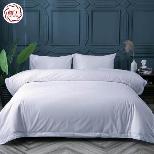 酒店布酒店床上用品宿公寓草民酒店四件套全棉白色宾馆四件套