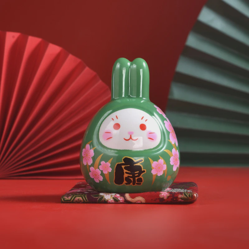 卡通可爱色达小兔子摆件中式家居装饰品创意中秋送礼红陶瓷新款