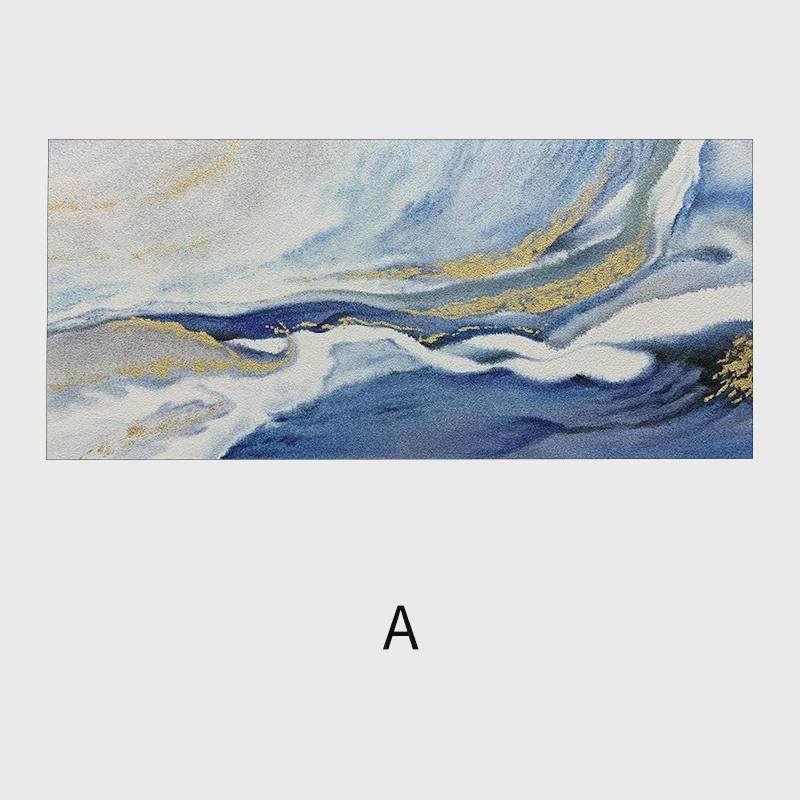 纯手绘油画横版挂画沙发背景装饰画轻奢金箔挂画抽象流彩艺术大气