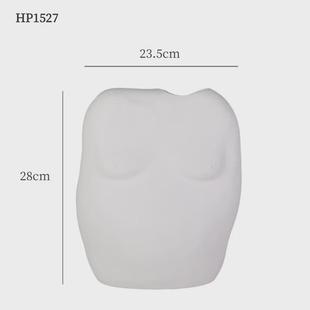 饰软装 北欧素色陶瓷白色花瓶摆件身体艺术抽象家居装 饰品插花花器
