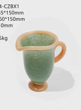 中古风轻奢餐桌双色拼接碟子迷你水杯果盘花瓶餐盘香薰烛台装饰品