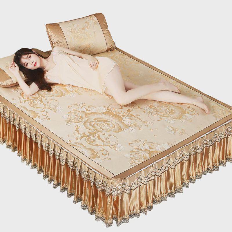 冰丝席凉席三件套可机洗床裙1.8m床夏季可水洗夏天家用可折叠席子,床上用品,冰丝席,淘宝优惠券,粉丝福利购,淘宝优惠卷