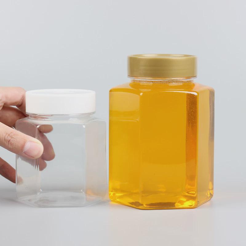 蜂蜜瓶塑料瓶1斤方形六角杂粮密封罐透明干果豆类厨房食品储物盒