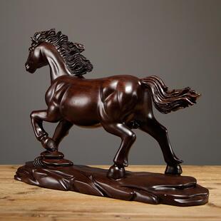 黑檀实木马摆件一马当先客厅办公室办公室桌面酒柜边柜装饰工艺品
