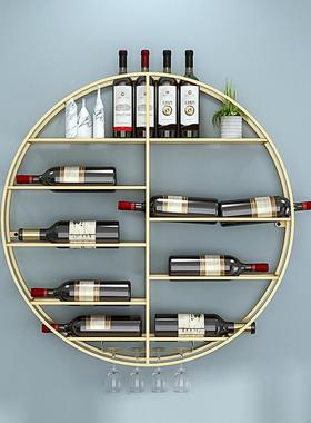 壁挂圆形置物架欧式悬挂酒柜葡萄酒架铁艺简约家用墙上展示架