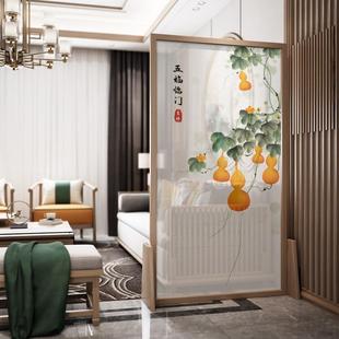 屏风隔断客厅进门玄关实木卧室遮挡家用五福临门葫芦办公室 新中式