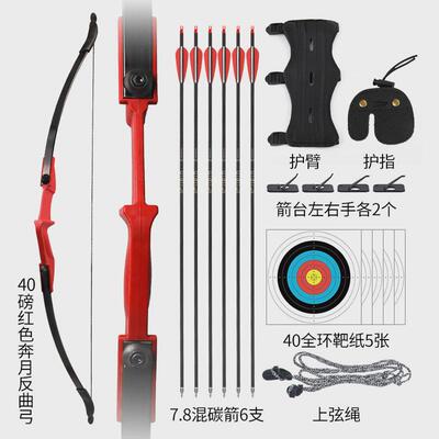 弓箭射箭器材奔月反曲弓套装多颜色多磅数可选含护具靶纸跨境可卖