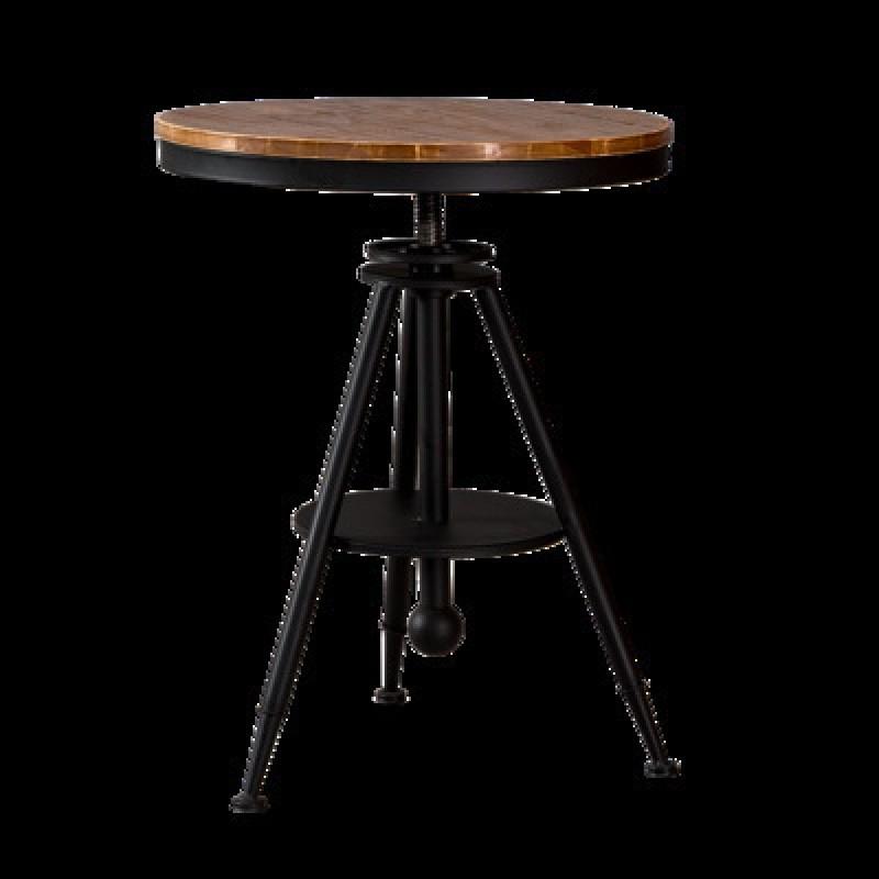 美式铁艺休闲桌椅组合简约复古酒吧阳台咖啡馆升降实木迷你小圆桌