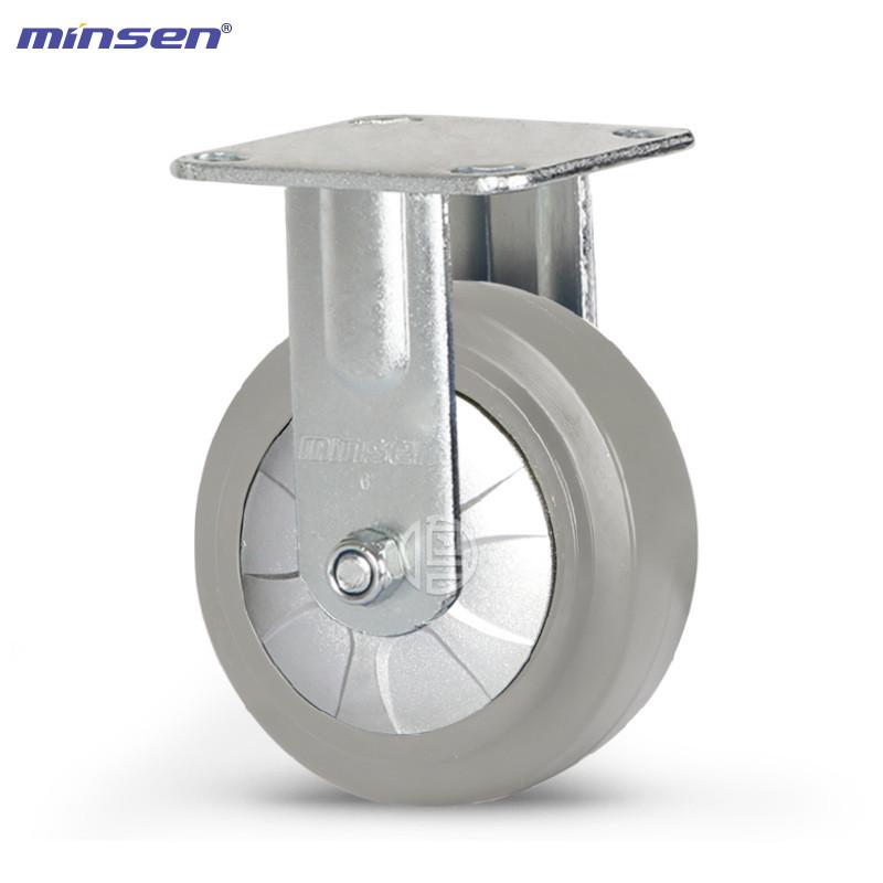 弹力橡胶脚轮静音缠绕缠绕轱辘重型平面尼龙芯防防灰色带刹车轮子