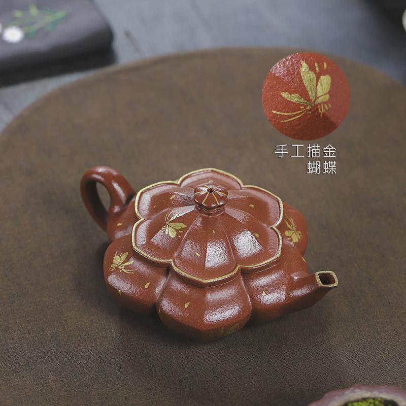 宜兴手工紫砂壶家藏金降坡花飞蝶舞国工手制家用泡茶壶茶具茶壶