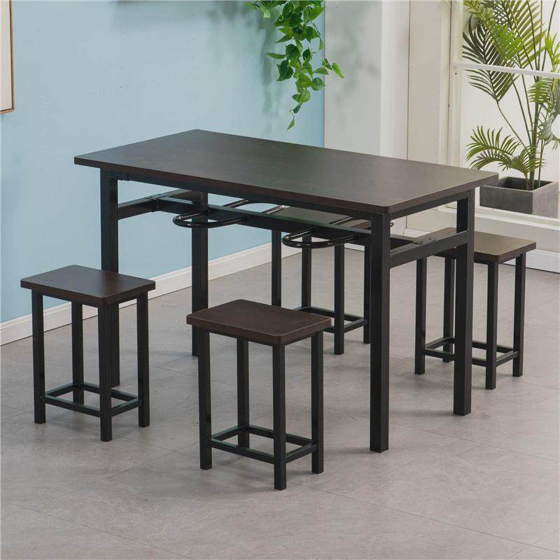 不锈钢分体餐桌4人6人位挂凳学校工厂员工食堂面馆长方形桌椅组合