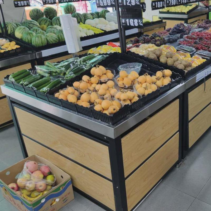 生鲜货架木展示架超市水果店单双层货架生鲜果蔬钢蔬菜百果园同款