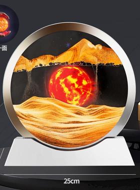 源头厂家网红爆款创意3D双面镜流沙画摆件背景工艺品镜边礼品