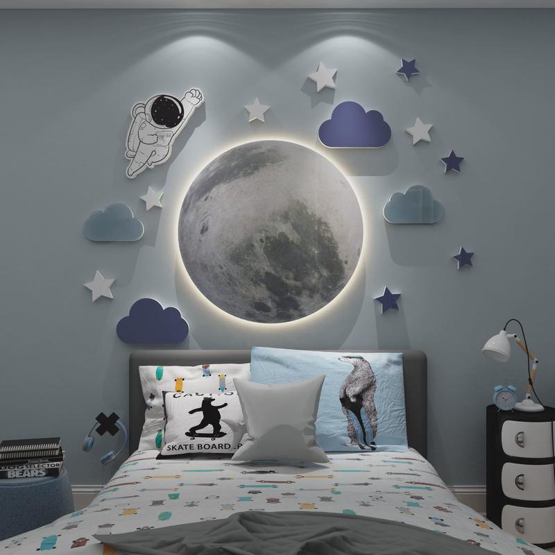 0wyv太空主题床头儿童房间布置幼儿园环创男孩区卧室墙贴纸墙面装