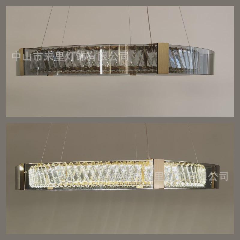 灯具吊灯后现代简约风设计师餐厅新款圆形led中山轻奢水晶灯客厅