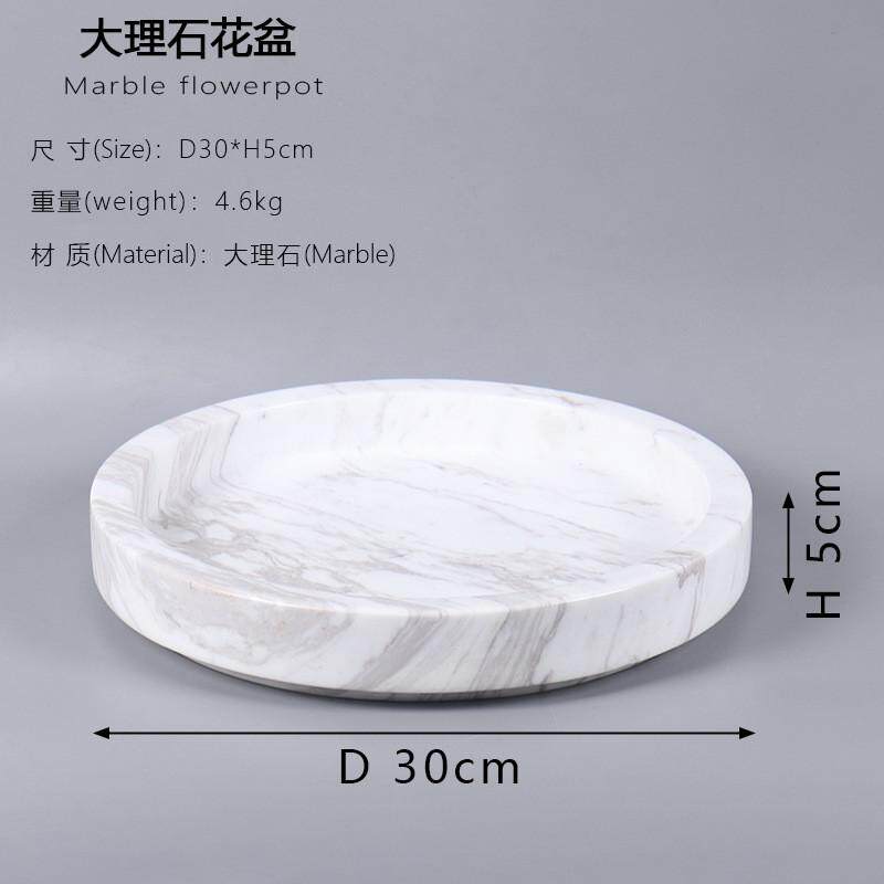轻奢天然大理石绿植仿真花器摆件电视柜茶几玄关桌面装饰工艺花盆
