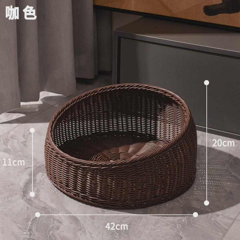 藤编屋开放式猫咪猫窝四季通用猫床夏季猫咪凉窝手工编织猫咪用品