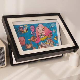立体镂空水彩素描作品展示奖状框框儿童绘画装裱免打孔收纳框相框