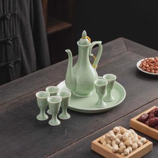 陶瓷酒具套件宋代小酒盅分酒器家用倒酒壶长嘴古风 酒杯上供白套装