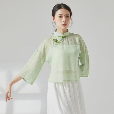 古典舞练功服演出舞蹈服装复古盘扣旗袍上衣国风女中国风表演跳舞