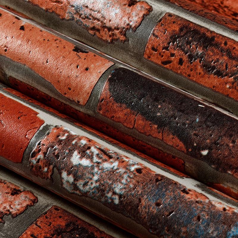 3d凹凸砖头仿真红砖酒吧墙纸复古文化砖餐厅咖啡店砖块立体壁纸