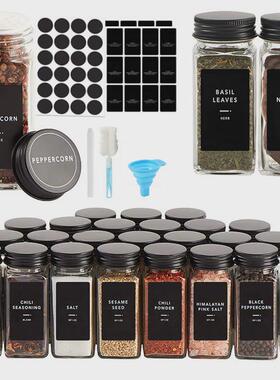 调料瓶套装4oz方形香料瓶12件铝盖调料罐厨房整理烧烤调味瓶