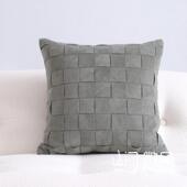 kbq1现代简约客厅沙发靠垫手工编织抱枕包兔毛别墅轻奢靠灰色复古
